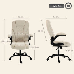 Ergonomic Office Chair, Desk Chair With Flip-Up Armrest, Pocket Springs, Beige - thumbnail 2