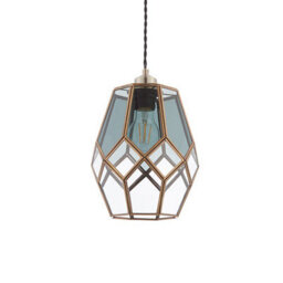 Luminosa Lighting Luminosa Ripley 1 Light Pendant Antique Solid Brass With, Smoked Glass Detail, E27 - thumbnail 2