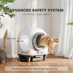 Pawhut 80L Self Cleaning Cat Litter Tray With App Control Safety Protection - thumbnail 3