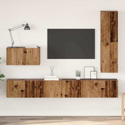 Berkfield With Drawer 4 Pcs Old Wood 30.5 X 30 X 110 Cm Engineered Wood - image 1
