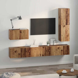 Berkfield With Drawer 4 Pcs Old Wood 30.5 X 30 X 110 Cm Engineered Wood - thumbnail 4