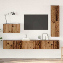 Berkfield With Drawer 4 Pcs Old Wood 30.5 X 30 X 110 Cm Engineered Wood - thumbnail 1