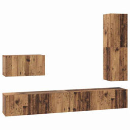 Berkfield With Drawer 4 Pcs Old Wood 30.5 X 30 X 110 Cm Engineered Wood - thumbnail 2