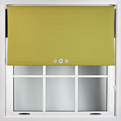 Furnished Blackout Roller Blinds With Triple Round Eyelets & Metal Fittings - Green (W)80Cm (L)165Cm