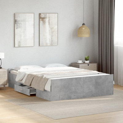 Berkfield Bed Frame With Drawers Without Mattress Concrete Grey 135X190 Cm Double - image 1