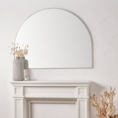 Pacific Lifestyle Arch Wall Mirror Silver Metal Slim Frame 120X90Cm Industrial Minimalist - image 1