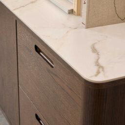 Wyld Haus Cork Oak Veneer Sideboard With Cream Ceramic Top 2 Doors 2 Drawers - thumbnail 7