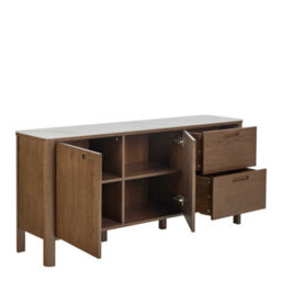 Wyld Haus Cork Oak Veneer Sideboard With Cream Ceramic Top 2 Doors 2 Drawers - thumbnail 6