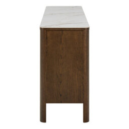 Wyld Haus Cork Oak Veneer Sideboard With Cream Ceramic Top 2 Doors 2 Drawers - thumbnail 5