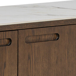 Wyld Haus Cork Oak Veneer Sideboard With Cream Ceramic Top 2 Doors 2 Drawers - thumbnail 9