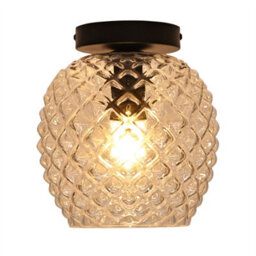 First Choice Lighting Set Of 2 Baine - Clear Textured Glass Black Ceiling Light Fittings - thumbnail 3