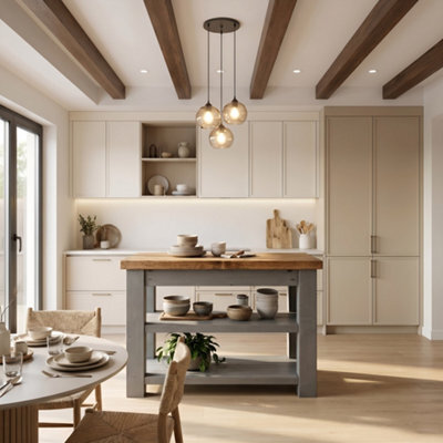 L100Xw72Cm Rowan Kitchen Island / Breakfast Bar / Rustic Grey Painted Island - image 1