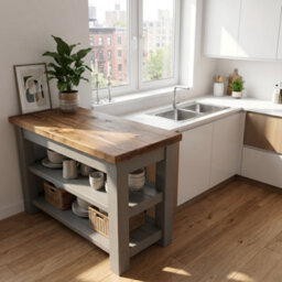 L100Xw72Cm Rowan Kitchen Island / Breakfast Bar / Rustic Grey Painted Island - thumbnail 6