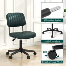 Gainoom Green Pu Leather Office Chair Height Adjustable Executive Chair Computer Desk Chair For Home Office - thumbnail 5