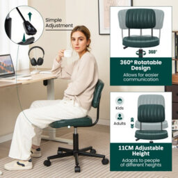 Gainoom Green Pu Leather Office Chair Height Adjustable Executive Chair Computer Desk Chair For Home Office - thumbnail 9