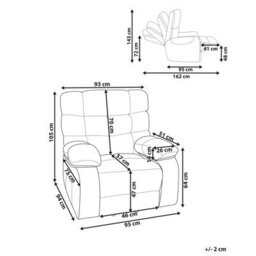 Beliani Electric Recliner Chair Ares With Footrest Fabric Beige - thumbnail 3