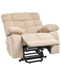 Beliani Electric Recliner Chair Ares With Footrest Fabric Beige