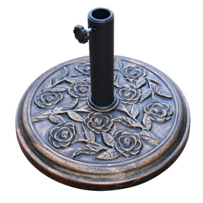 Sundaze 9.5Kg Cement Concrete Cast Iron Effect Garden Parasol Base With Rose Design - image 1