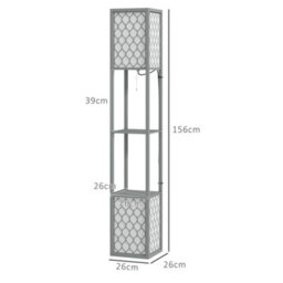 Homcom 2-Light Modern Floor Lamp With Shelves For Living Room, Bedroom, Grey - thumbnail 3