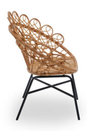 Orsina Brown Rattan Round Peacock Chair, Unique Chair With Metal Legs, Rattan Dining Chair, Rattan Outdoor Chair - thumbnail 3