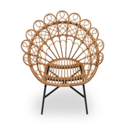 Orsina Brown Rattan Round Peacock Chair, Unique Chair With Metal Legs, Rattan Dining Chair, Rattan Outdoor Chair - thumbnail 4