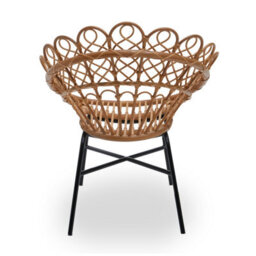 Orsina Brown Rattan Round Peacock Chair, Unique Chair With Metal Legs, Rattan Dining Chair, Rattan Outdoor Chair - thumbnail 2