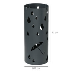 Homcom Metal Umbrella Stand, Hollowed Umbrella Basket With 4 Hooks And Drip Tray - thumbnail 3