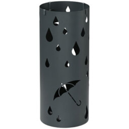 Homcom Metal Umbrella Stand, Hollowed Umbrella Basket With 4 Hooks And Drip Tray - thumbnail 2