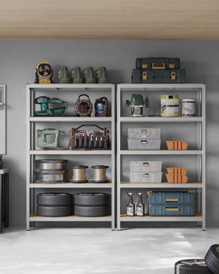 Songmics 5-Level Shelving Rack, Storage Organising Shelf, Boltless Assembly, Garage Organizer, Heavy Duty, Silver - image 1