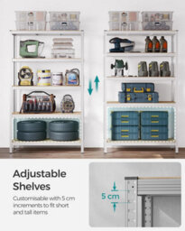 Songmics 5-Level Shelving Rack, Storage Organising Shelf, Boltless Assembly, Garage Organizer, Heavy Duty, Silver - thumbnail 4