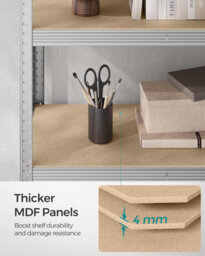 Songmics 5-Level Shelving Rack, Storage Organising Shelf, Boltless Assembly, Garage Organizer, Heavy Duty, Silver - thumbnail 7