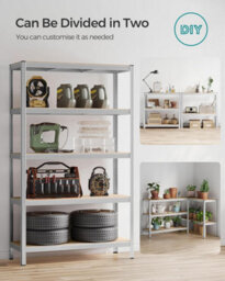 Songmics 5-Level Shelving Rack, Storage Organising Shelf, Boltless Assembly, Garage Organizer, Heavy Duty, Silver - thumbnail 6
