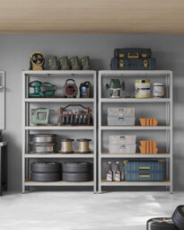 Songmics 5-Level Shelving Rack, Storage Organising Shelf, Boltless Assembly, Garage Organizer, Heavy Duty, Silver