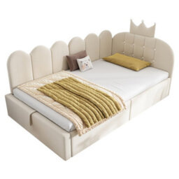 Single Velvet Crown Daybed With Hydraulic Storage - thumbnail 9