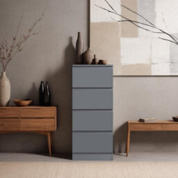 FWSTYLE 4 Drawer Chest Of Drawers Dark Grey Bedroom Furniture - thumbnail 2