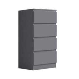 FWSTYLE 4 Drawer Chest Of Drawers Dark Grey Bedroom Furniture - thumbnail 6