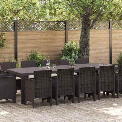 Berkfield Garden Dining Set With Cushion 13 Pcs Brown Rattan - image 1