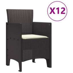 Berkfield Garden Dining Set With Cushion 13 Pcs Brown Rattan - thumbnail 5