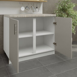 Jd Greta Adjustable Legs Kitchen Base Unit 1000mm Storage Cabinet With Door Shelf 100Cm - Cashmere Matt With Worktop - thumbnail 3