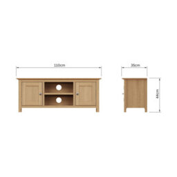 Fwstyle Taberno 2 Door Natural Oak Ready Assembled Tv Unit Media Stand (H) 44 (W) 110 (D) 35Cm - thumbnail 6