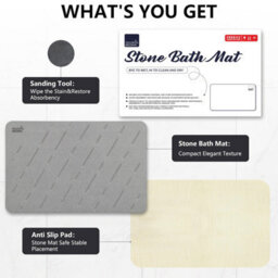 Taylor & Brown Diatomaceous Earth Stone Bath Mat, Nonslip, Super Absorbent, Quick Dry, Antimould, 60X39Cm, Light Grey - thumbnail 2