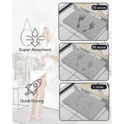 Taylor & Brown Diatomaceous Earth Stone Bath Mat, Nonslip, Super Absorbent, Quick Dry, Antimould, 60X39Cm, Light Grey - thumbnail 3