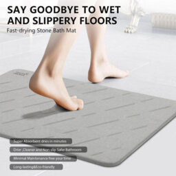 Taylor & Brown Diatomaceous Earth Stone Bath Mat, Nonslip, Super Absorbent, Quick Dry, Antimould, 60X39Cm, Light Grey - thumbnail 7