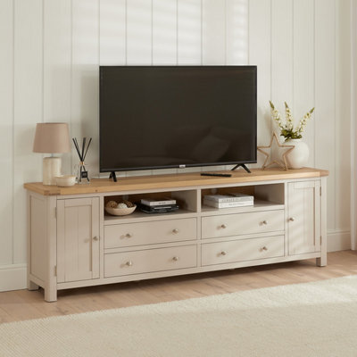 The Furniture Market Marbury Putty Grey Painted Xxl Widescreen Tv Unit Stand Up To 100 Tv Size - image 1