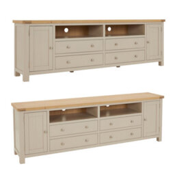 The Furniture Market Marbury Putty Grey Painted Xxl Widescreen Tv Unit Stand Up To 100 Tv Size - thumbnail 4