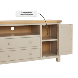 The Furniture Market Marbury Putty Grey Painted Xxl Widescreen Tv Unit Stand Up To 100 Tv Size - thumbnail 8