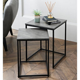 Spot On Dealz Space-Saving Nesting Tables For Modern Homes Stylish & Durable Designs Stone Effect Table Tops Metal Legs - thumbnail 1