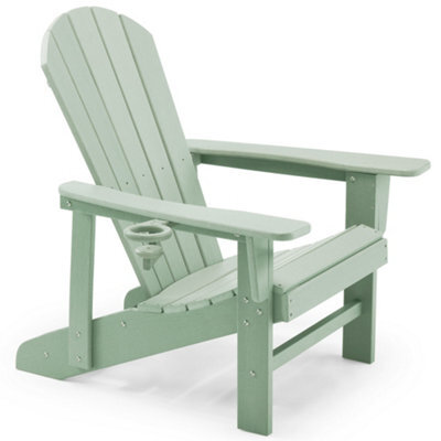 Vonhaus Sage Green Adirondack Garden Chair, Reclining Slatted Durable Weather Resistant Hdpe Outdoor Armchair For Patio, Westport - image 1