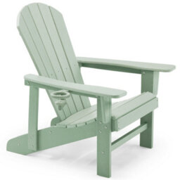 Vonhaus Sage Green Adirondack Garden Chair, Reclining Slatted Durable Weather Resistant Hdpe Outdoor Armchair For Patio, Westport - thumbnail 1