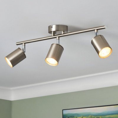 Litecraft Tanner Satin Nickel 3 Light Ceiling Spotlight Bar - image 1